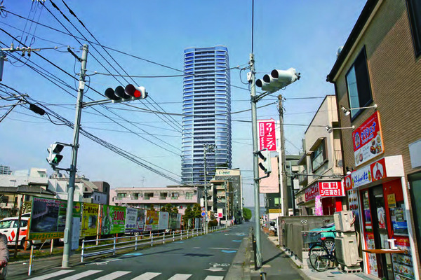 (仮称)登戸駅前地区市街地再開発事業 代表的な眺望地点からの景観（計画地南東側）
