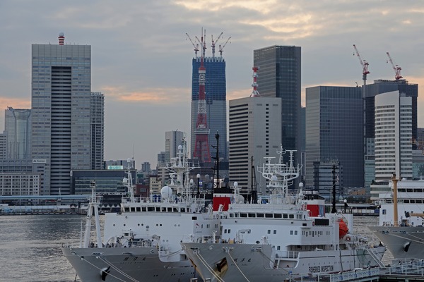 晴海客船ターミナルから見た東京タワー方面