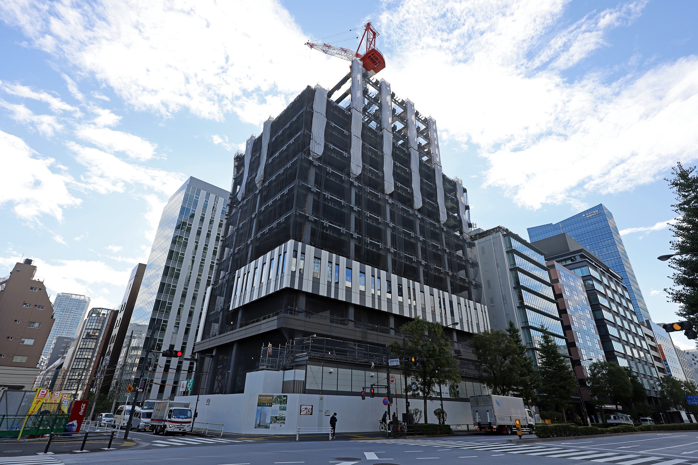 地上19階、高さ96m「(仮称)御成門計画」の建設状況!日比谷通り 地上19階、高さ96m「(仮称)御成門計画」の建設状況!日比谷通り