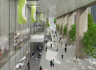 虎ノ門駅前地区第一種市街地再開発事業の完成予想図