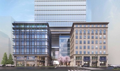 京橋二丁目西地区第一種市街地再開発事業の完成予想図