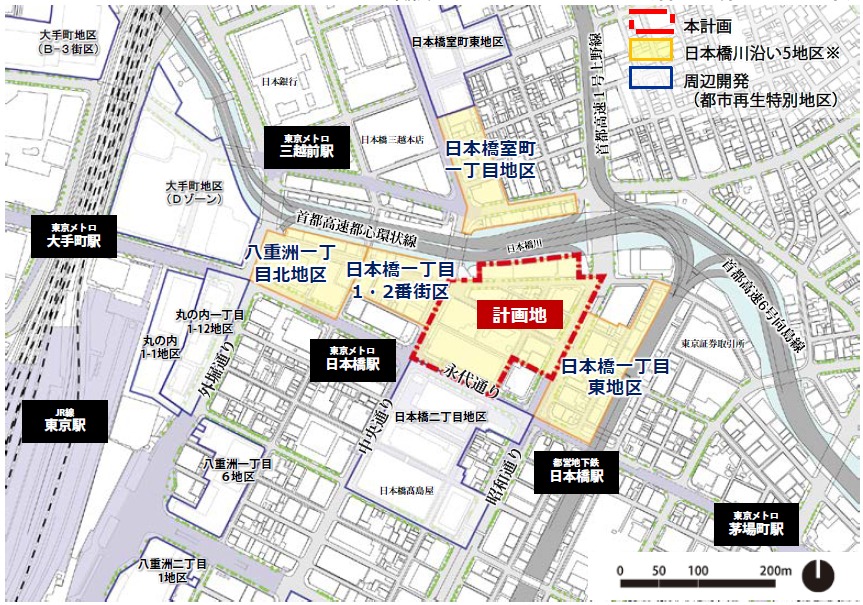 地上51階、高さ約287m！「都市再生特別地区（日本橋一丁目中地
