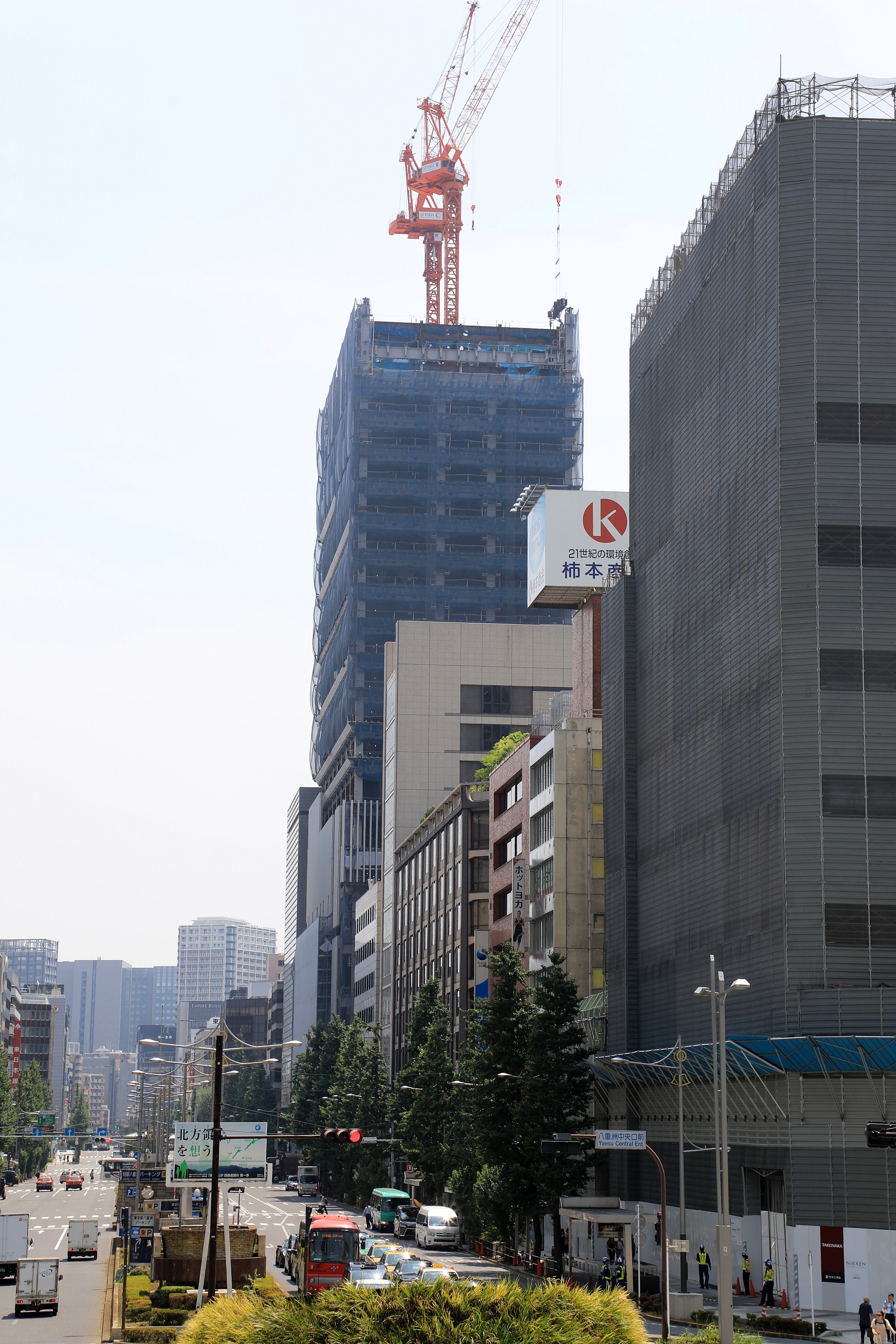 高さ約150m「京橋一丁目東地区 A街区」の建設状況（2018.8.4