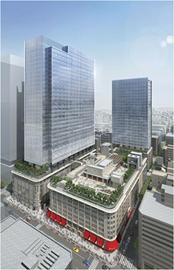 (仮称)日本橋二丁目地区第一種市街地再開発事業の完成予想図