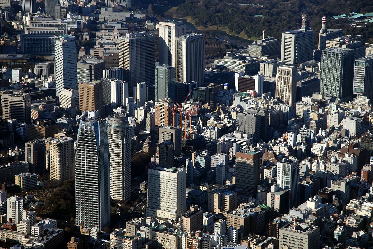 地上52階 最高部高さ255 5m 環二 街区 の12年2月の空撮と現地から 超高層マンション 超高層ビル