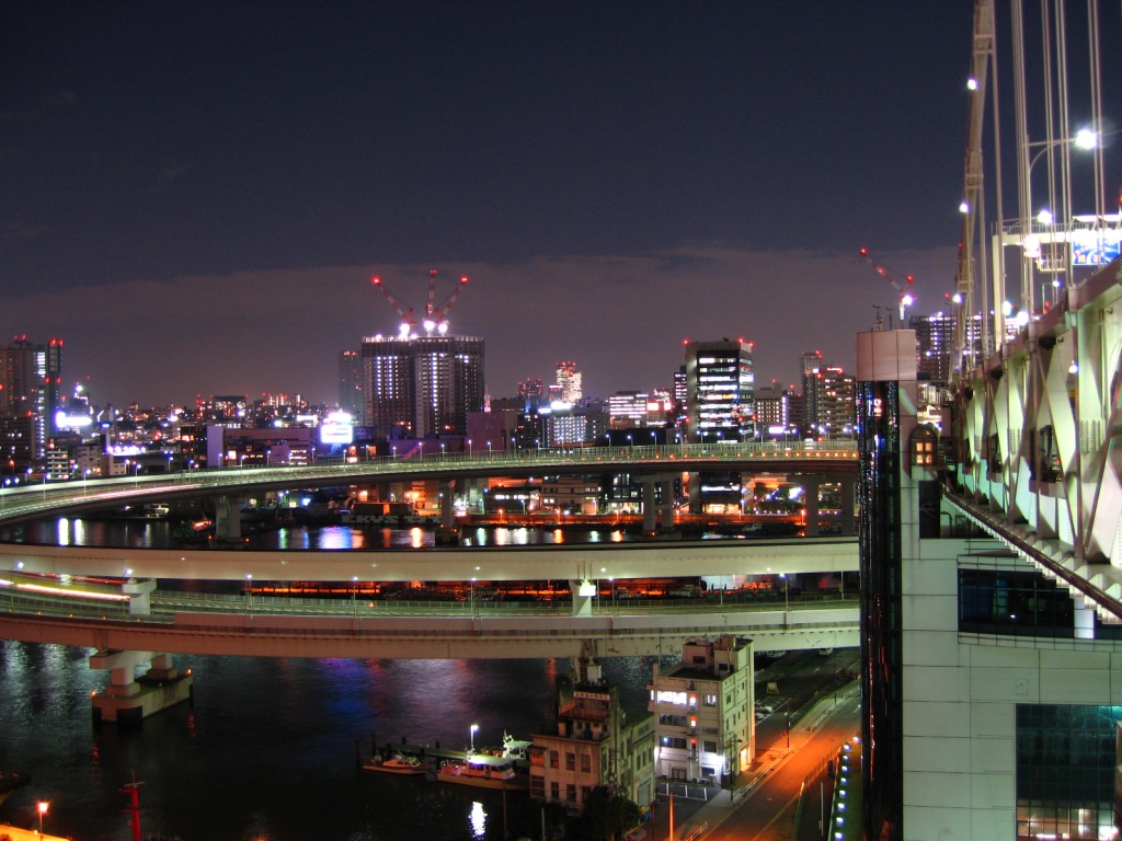 レインボーブリッジからの夜景 超高層マンション 超高層ビル