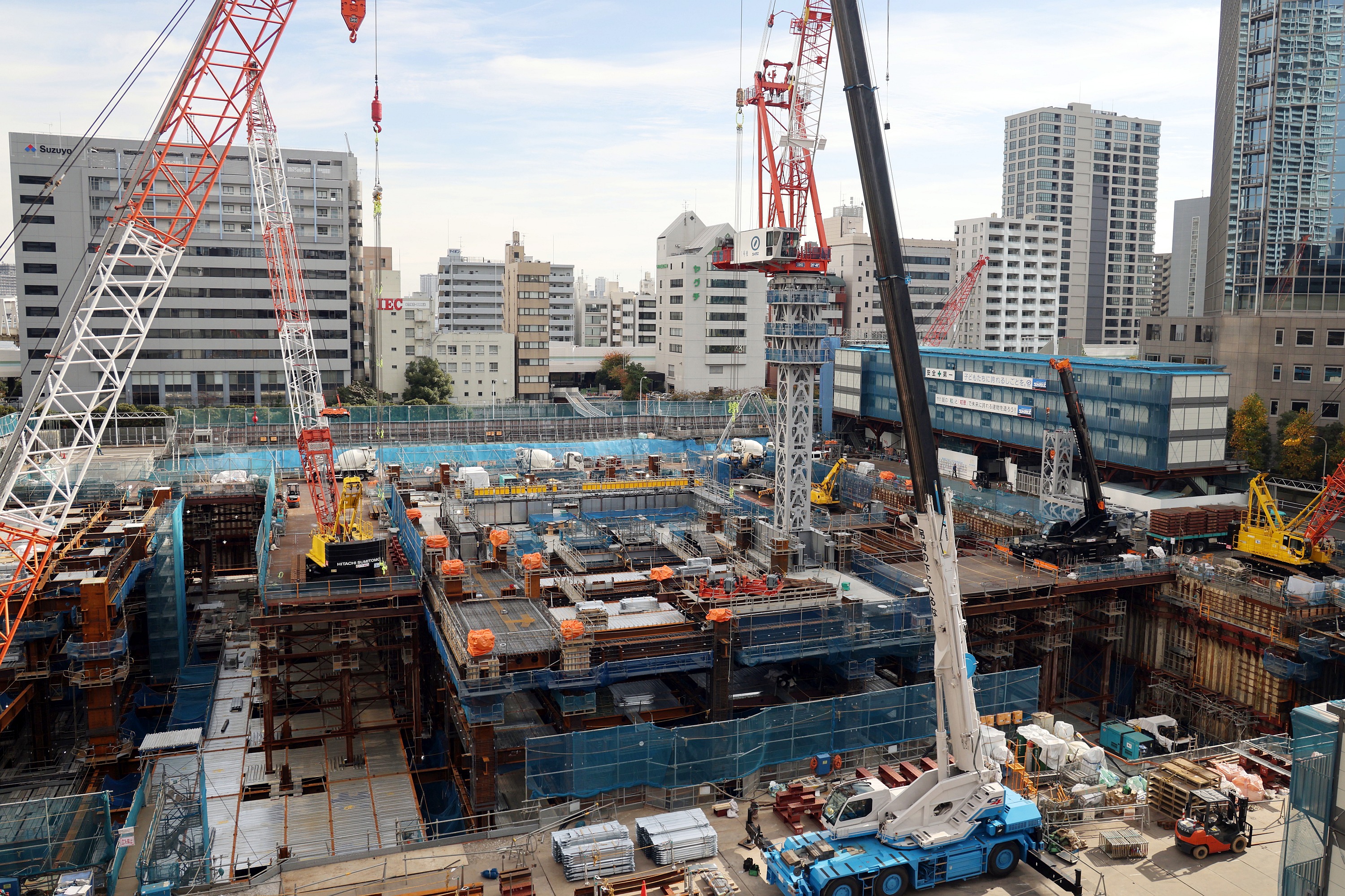 タワークレーン設置！地上43階、高さ約229m「芝浦プロジェクト S棟」の