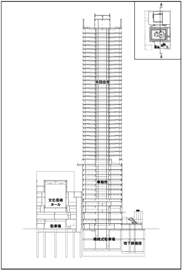 浜松町二丁目地区第一種市街地再開発事業 断面図