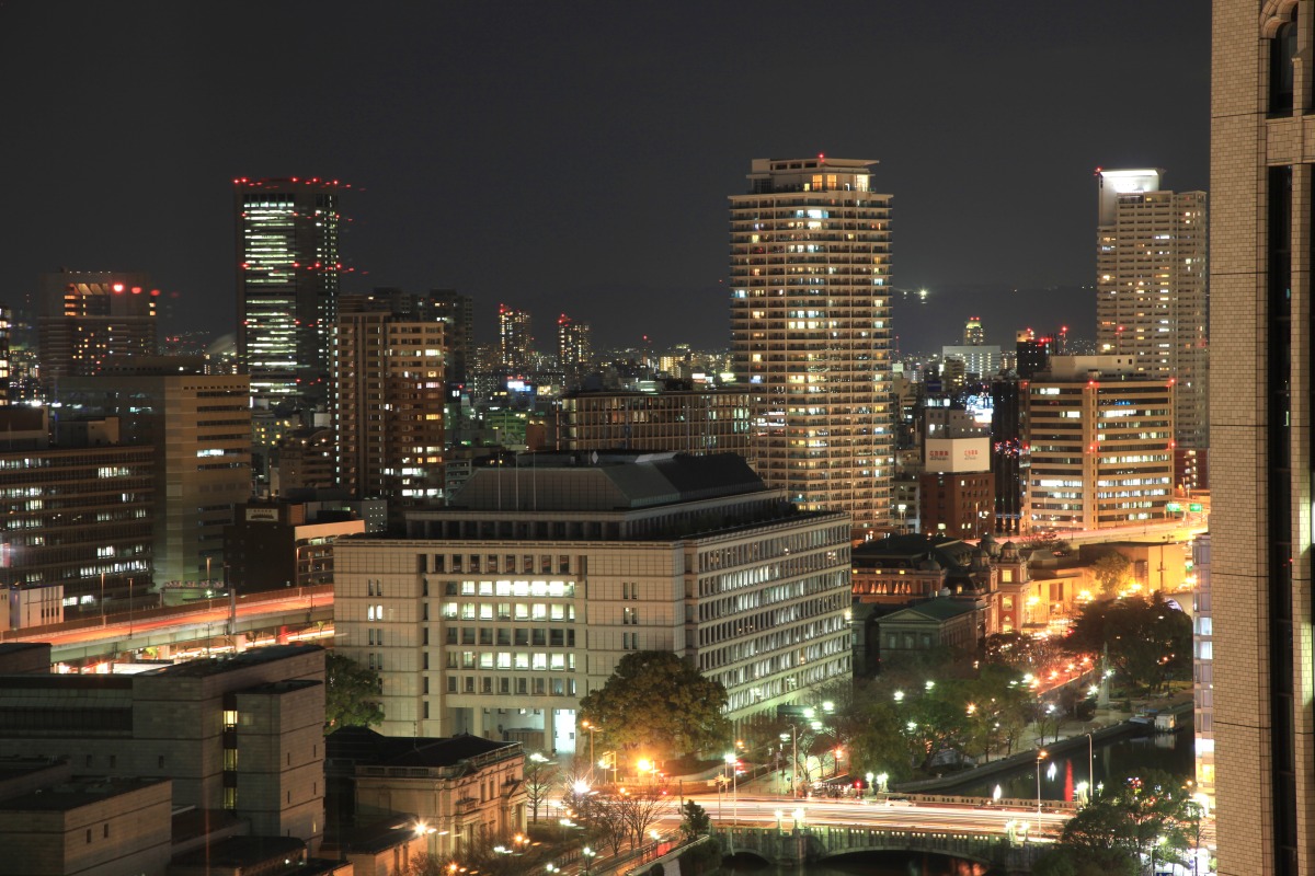 アパホテル 大阪肥後橋駅前 から中之島方面の夜景 超高層マンション 超高層ビル