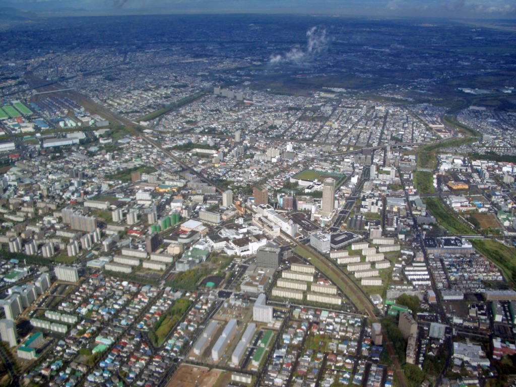 空撮 札幌市厚別区 新札幌 方面 超高層マンション 超高層ビル