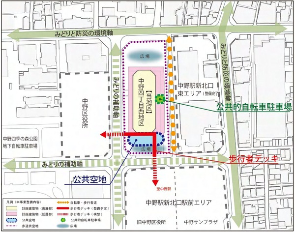(仮称)中野四丁目西地区市街地再開発事業 整備方針図