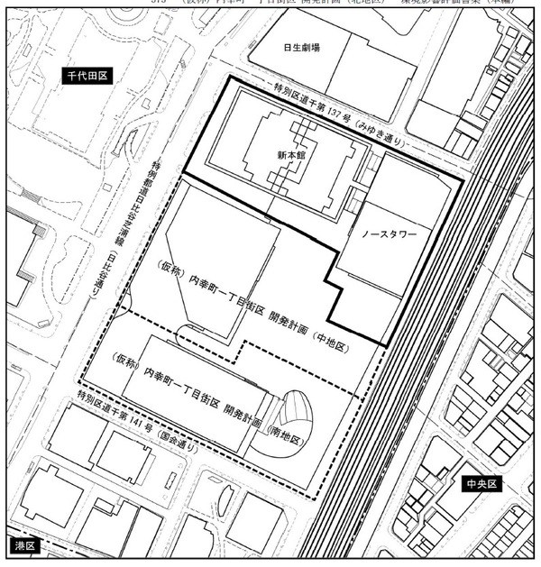 (仮称)内幸町一丁目街区 開発計画(北地区) 配置計画図