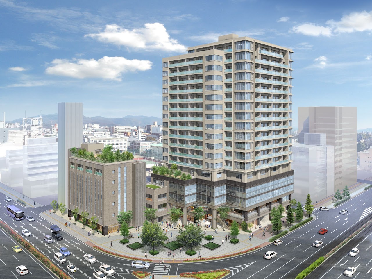 地上18階の複合施設「岡山市蕃山町1番地区第一種市街地再開発