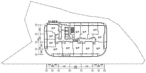 石神井公園駅南口西地区第一種市街地再開発事業 北街区 10〜12階平面図