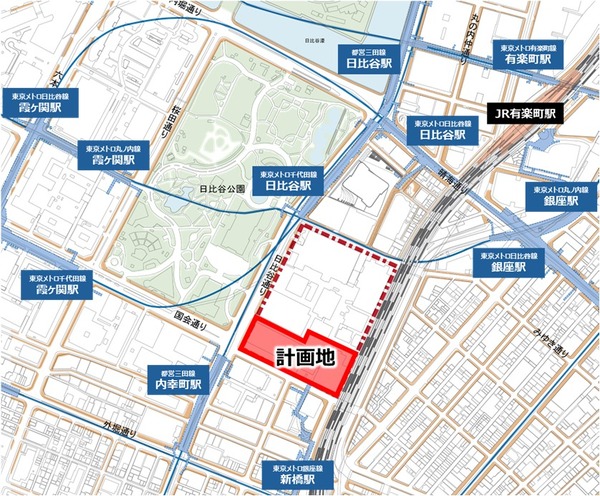 内幸町一丁目街区南地区第一種市街地再開発事業 位置図