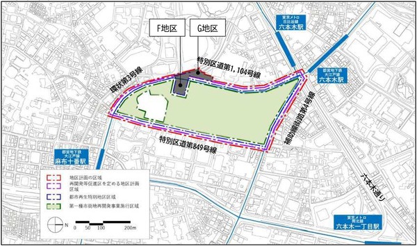 六本木五丁目西地区第一種市街地再開発事業 位置図