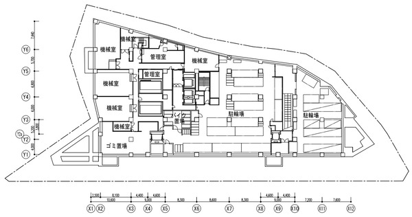 石神井公園駅南口西地区第一種市街地再開発事業 北街区 地下1階平面図