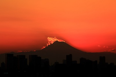 富士山と東京夕景
