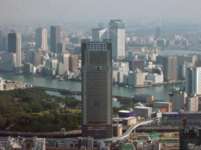 東京タワーから晴海・勝どき・豊洲方面の眺め(パタパタアニメ)