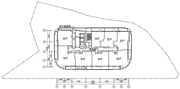 石神井公園駅南口西地区第一種市街地再開発事業 北街区 24〜26階平面図