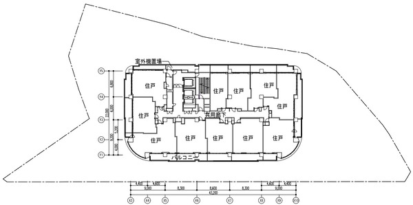 石神井公園駅南口西地区第一種市街地再開発事業 北街区 13〜23階平面図