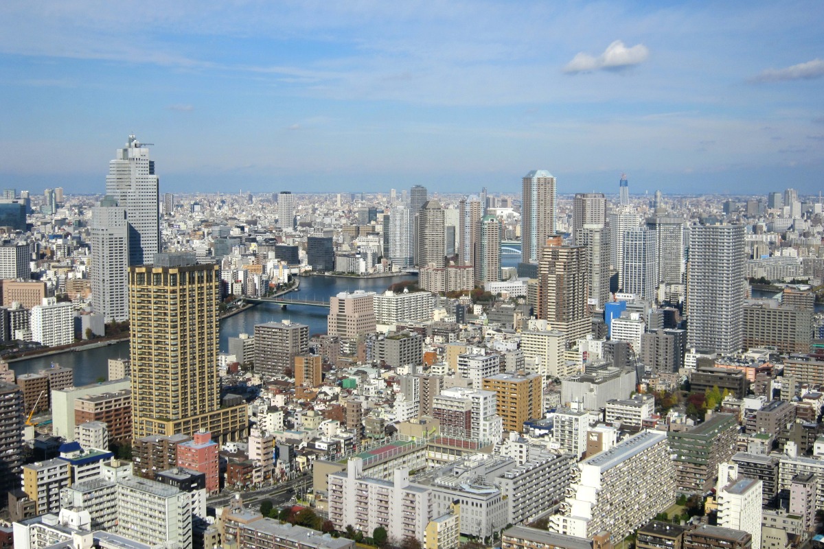 ベイシティ晴海 スカイリンクタワーから佃や東京スカイツリー 超高層マンション 超高層ビル