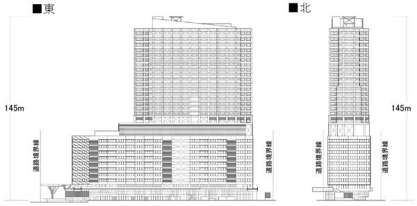 泉岳寺駅地区第二種市街地再開発事業 立面図