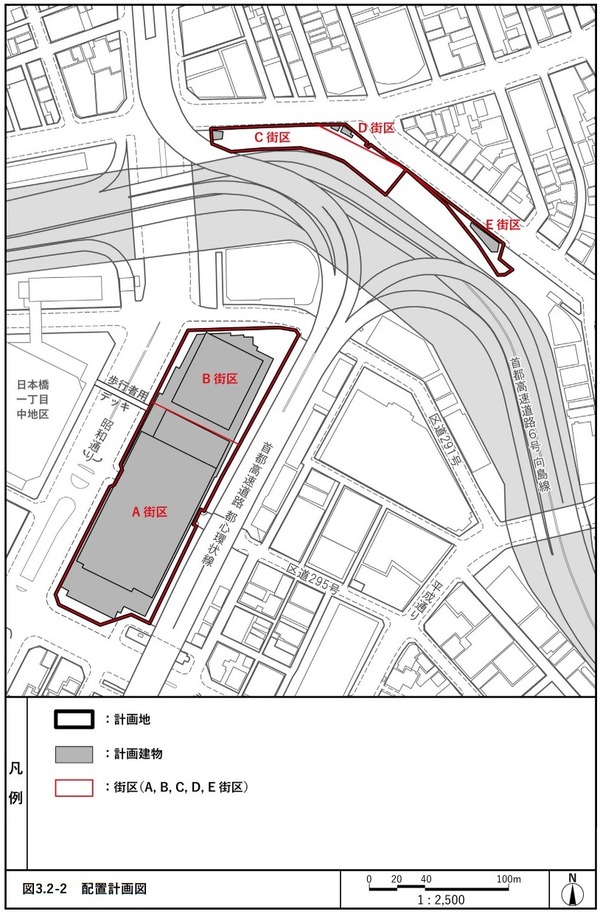 日本橋一丁目東地区第一種市街地再開発事業 配置計画図