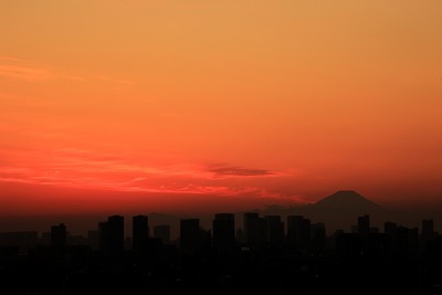 富士山と東京夕景