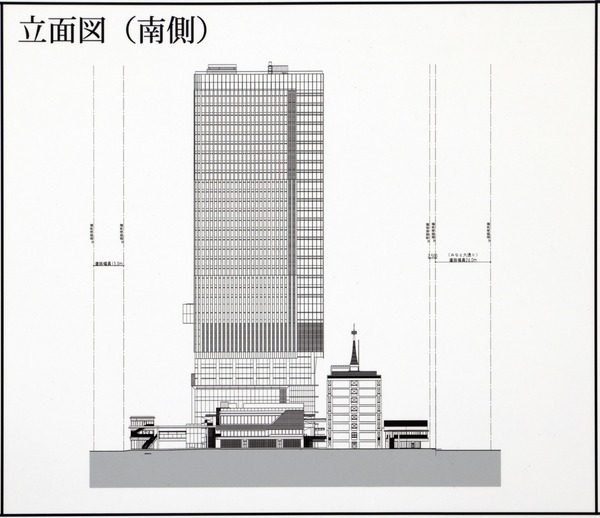横浜市旧市庁舎街区活用事業 立面図(南側)