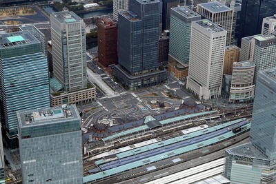 東京駅丸の内駅前の空撮