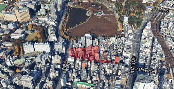 湯島三丁目地区第一種市街地再開発事業 位置図