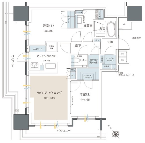 ブリリアタワー浅草柳橋 62Rタイプ