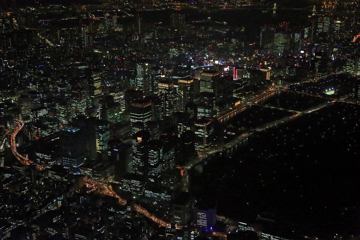 東京駅方面のヘリ空撮夜景に挑戦 超高層マンション 超高層ビル