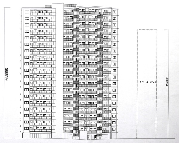 (仮称)江戸川区船堀3丁目計画 新築工事 北側立面図