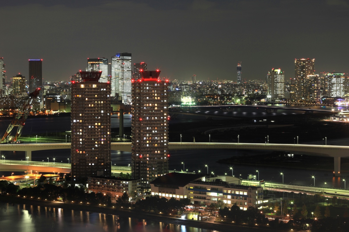 フジテレビから東京スカイツリーの夜景 超高層マンション 超高層ビル