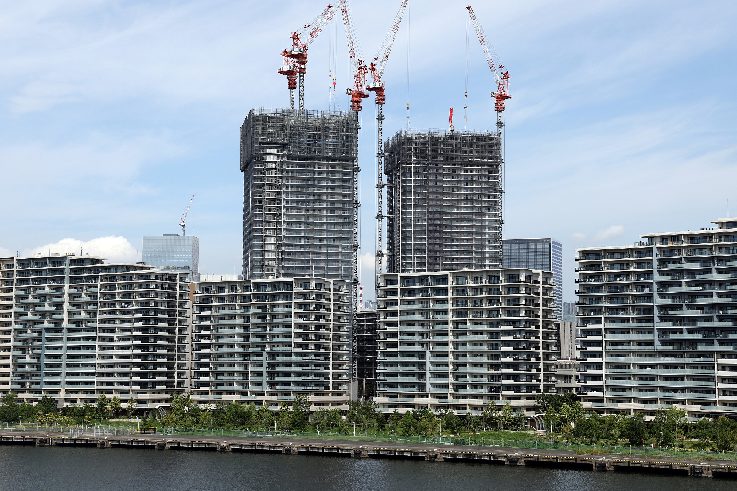 地上50階、高さ約180m「晴海フラッグ SKY DUO」の建設状況 地上50階、高さ約180m「晴海フラッグ SKY DUO」の建設状況