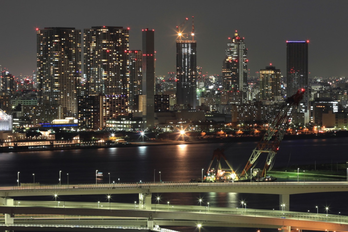 フジテレビから勝どき 晴海方面の夜景 超高層マンション 超高層ビル