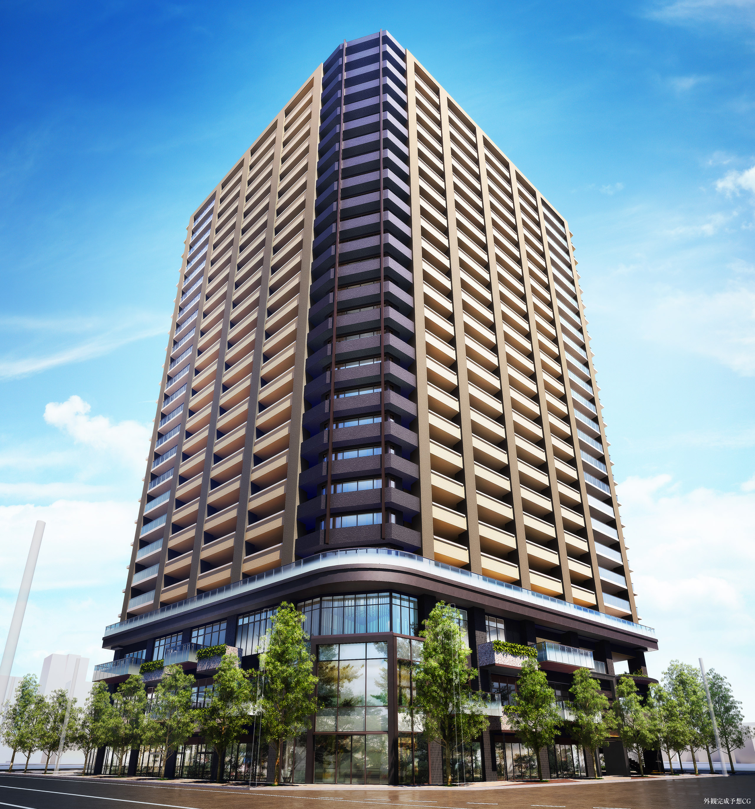 地上25階、高さ79.98m「パークタワー向ヶ丘遊園」の建設状況 地上25階、高さ79.98m「パークタワー向ヶ丘遊園」の建設状況