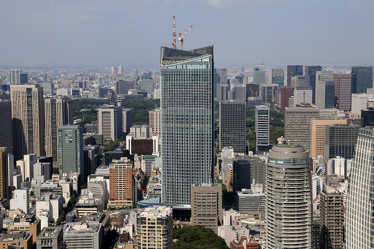 東京タワーから見た虎ノ門ヒルズ 超高層マンション 超高層ビル