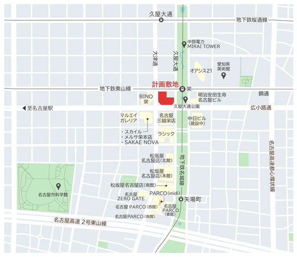 (仮称)錦三丁目25番街区計画 位置図