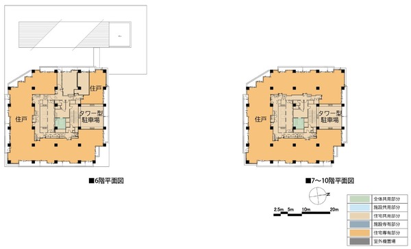 小川駅西口地区第一種市街地再開発事業 6〜10階平面図
