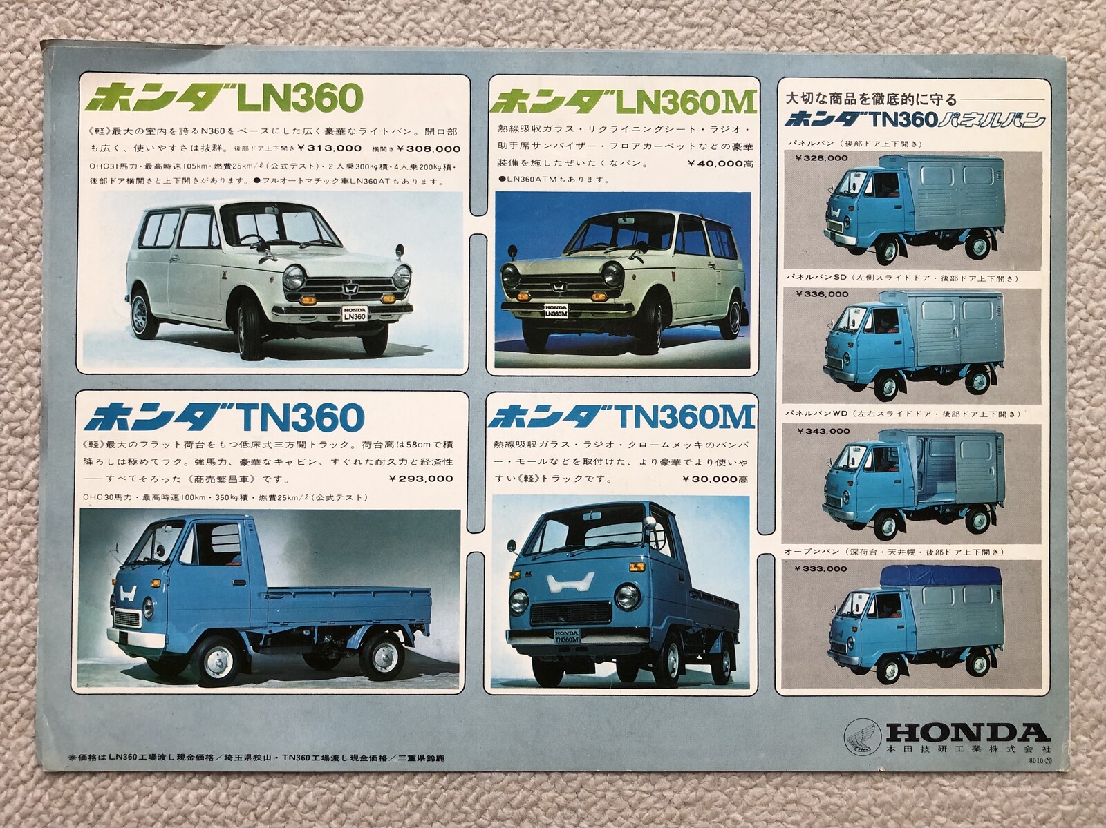 ホンダ TN360 カタログ く 初期型 赤チェック柄シート｜カタログ 