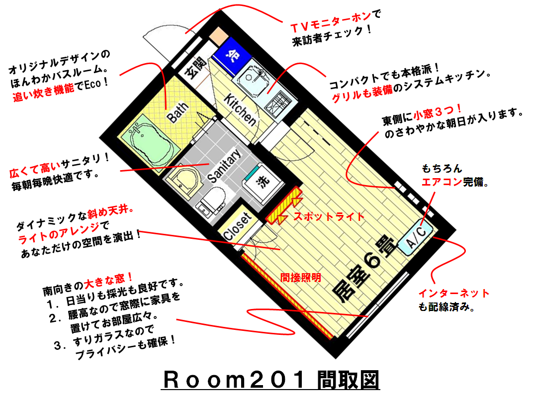 ｒｏｏｍ２０１間取り 設備 写真 募集予定 １ｋ １８ ４ ４万円 相模原で一人暮らし 賃貸アパートメント メゾン ブラン ノワール へようこそ 見学 予約 受付中
