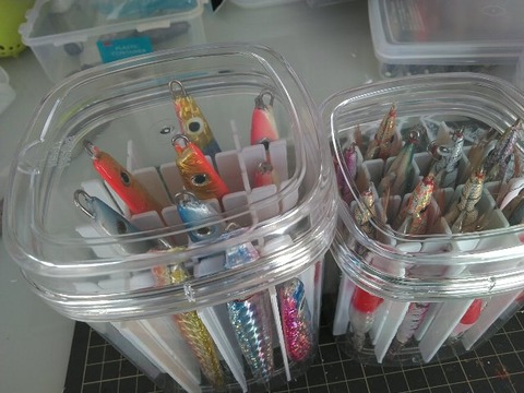 セリアのプッシュポットと仕切り板を使ってジグとエギの収納ケースを自作 休日は若狭湾でボート釣り 2ndステージse