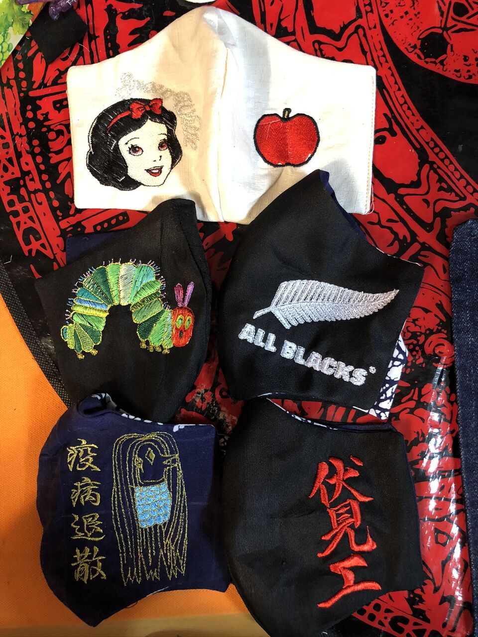 PSNY 桃色タンポポ・クレピス・刺繍のマスク・マスク