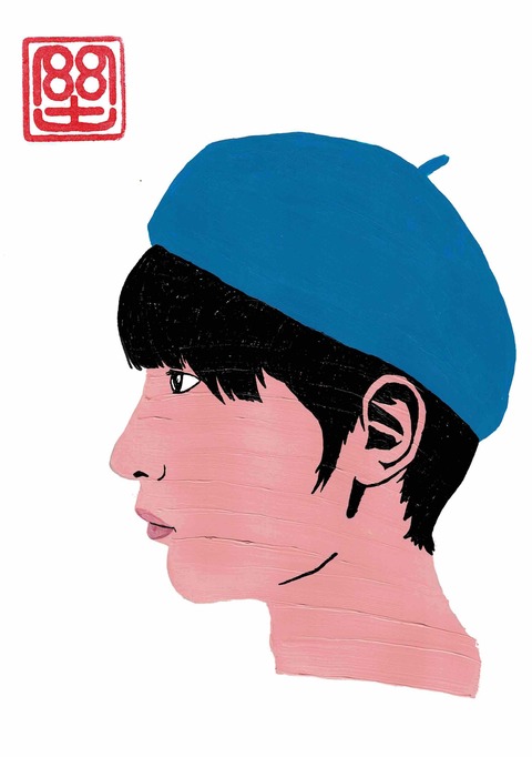 奥村門土横顔の自画像