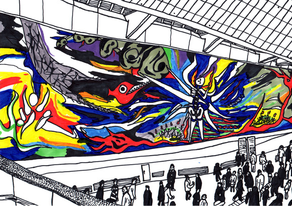 渋谷駅の「明日の神話」