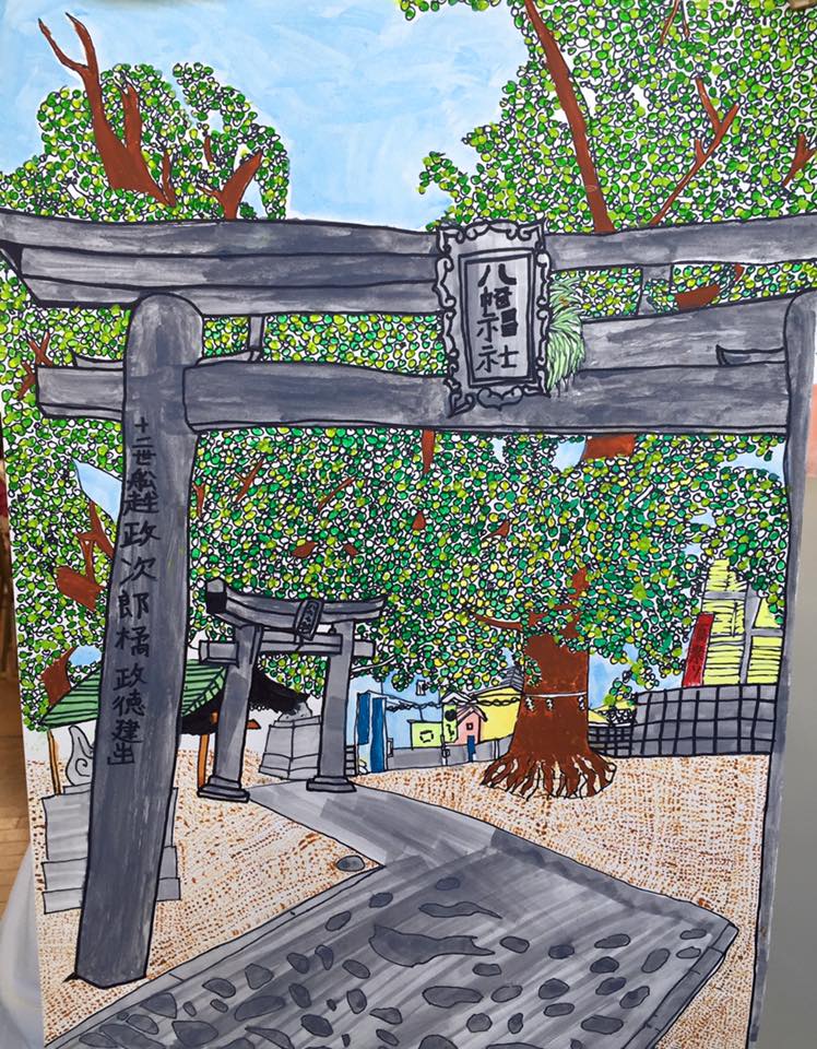 神社の絵 モンド今日の絵