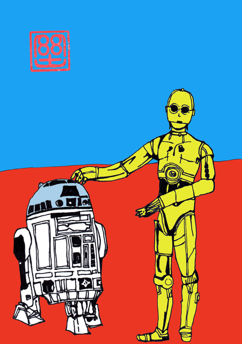 R2D2とC3PO(カラー)